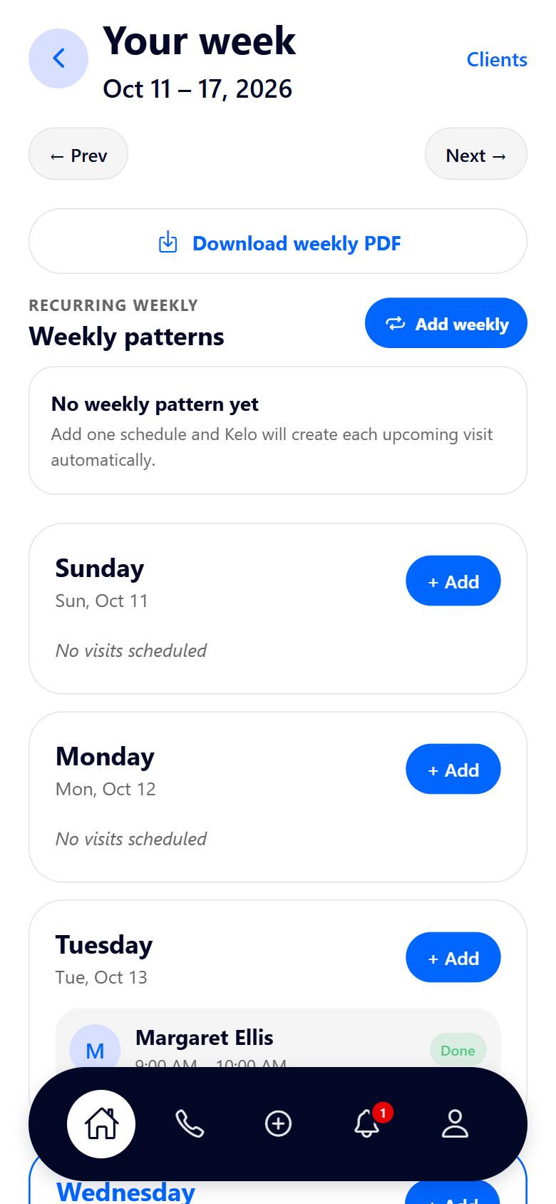 Kelo weekly schedule